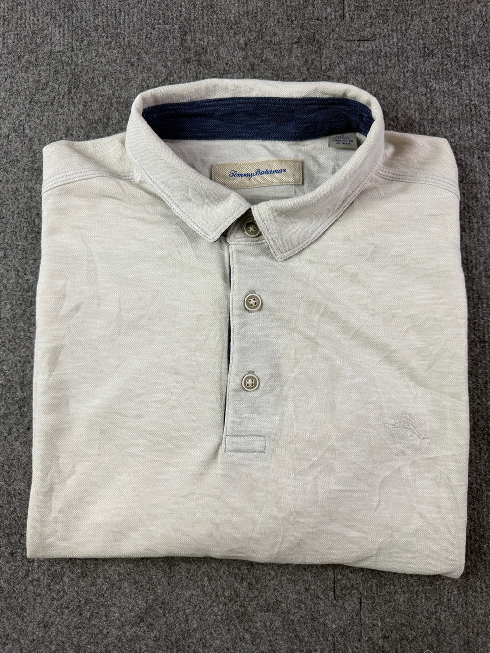 Tommy Bahama Mens Tencel Blend Short Sleeve Polo Shirt Size L Beige